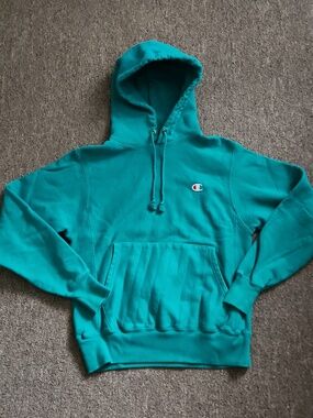 Champion Teal Green Pullover Hoodie with Embroidered C